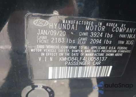 2020 Hyundai Elantra Sel from USA, damaged, VIN KMHD84LF4LU058137